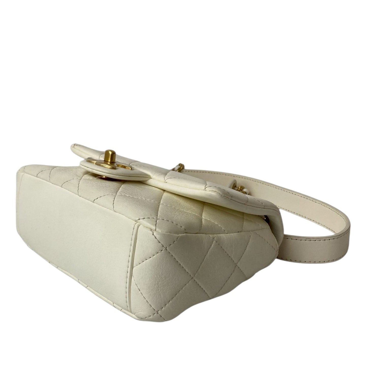 Chanel Mini Quilted Shiny Lambskin Dual Chain Flap