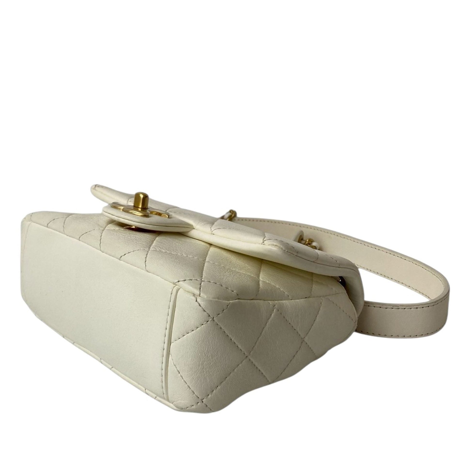 Chanel Mini Quilted Shiny Lambskin Dual Chain Flap