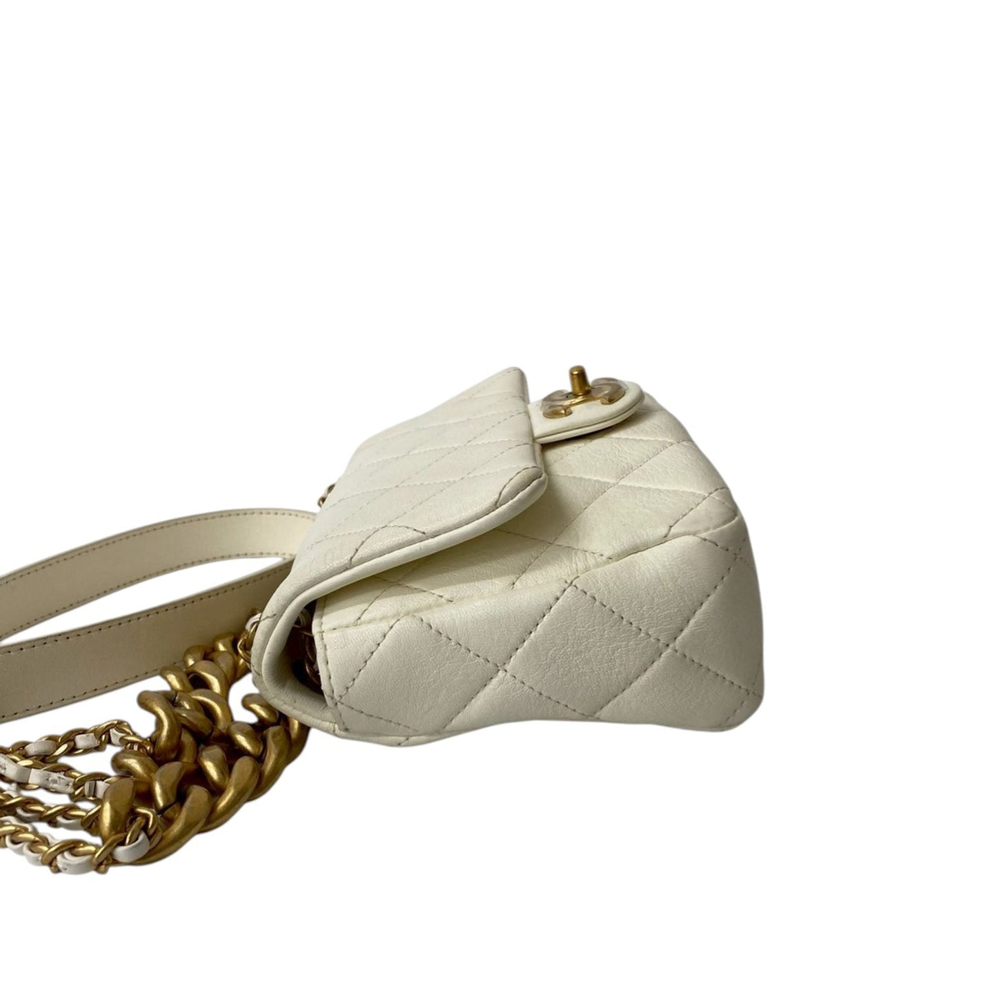 Chanel Mini Quilted Shiny Lambskin Dual Chain Flap