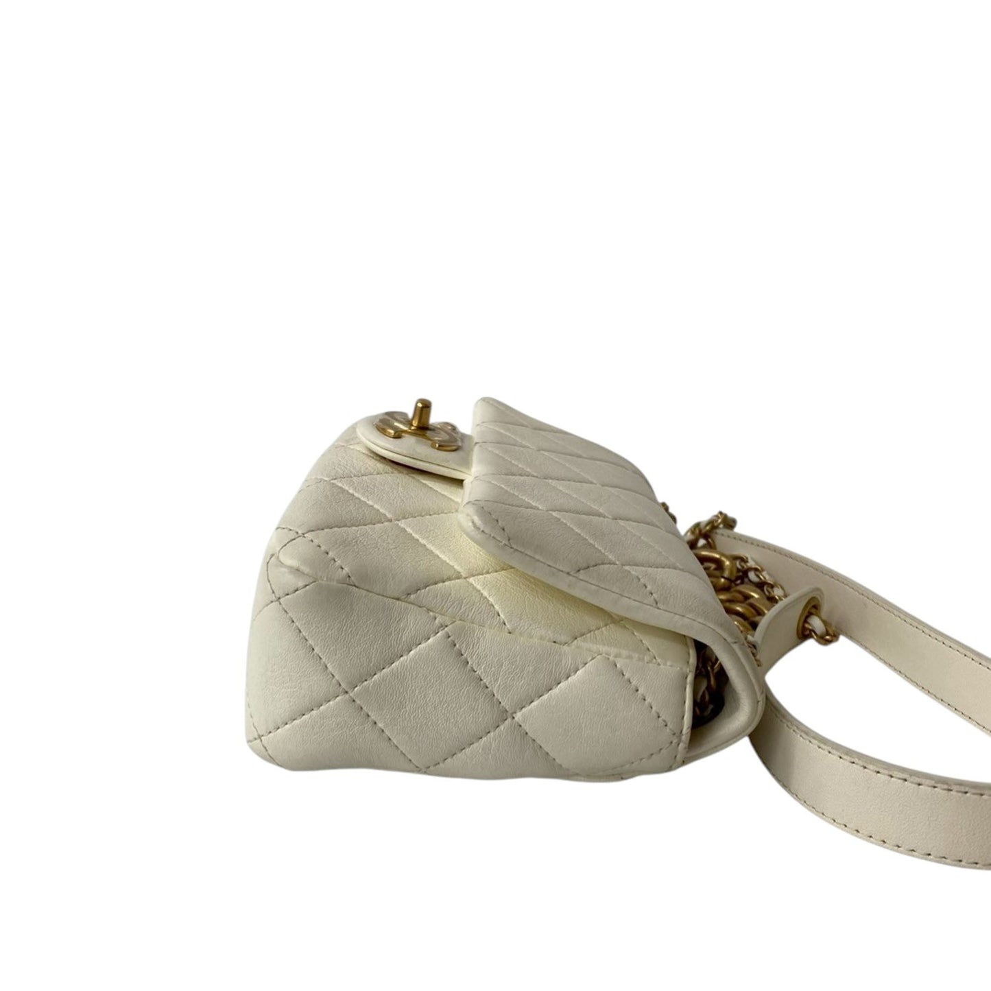 Chanel Mini Quilted Shiny Lambskin Dual Chain Flap