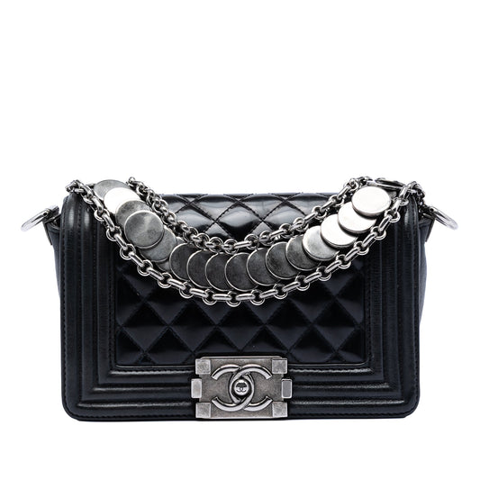 Chanel Paris Bombay Small Quilted Patent Medallion Embellished Boy Flap