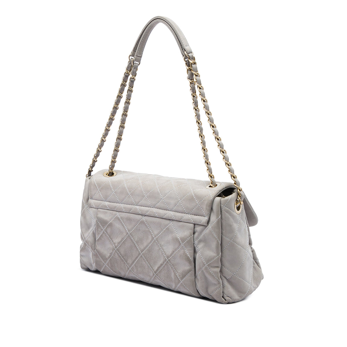 Chanel Large Quilted Iridescent Calfskin Chic Quilt Flap — Gray