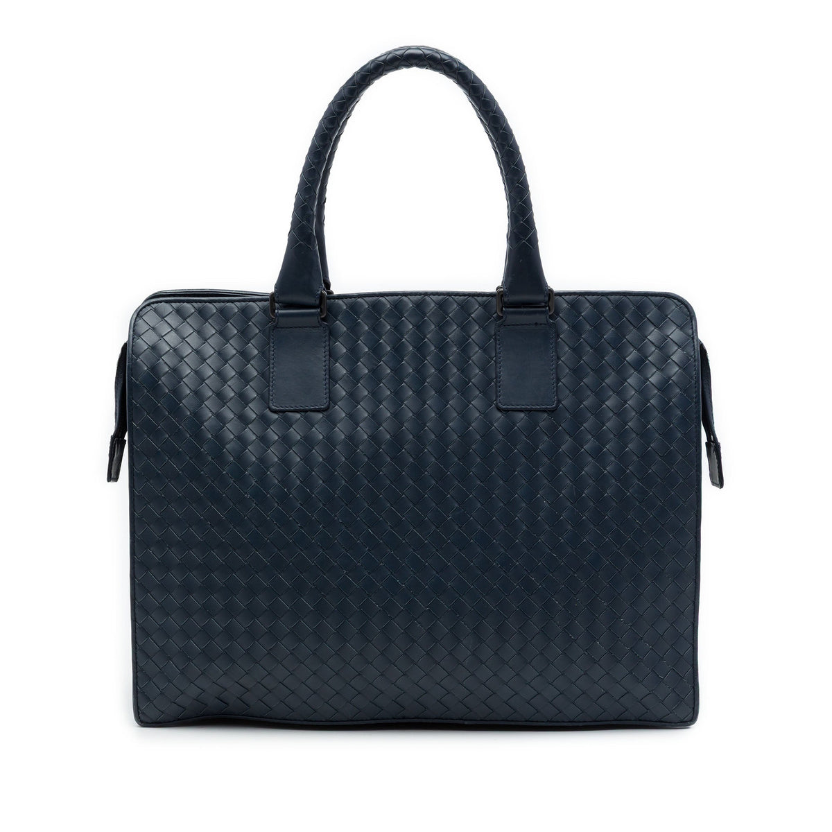 Bottega Veneta Nappa Intrecciato Business Bag — Blue