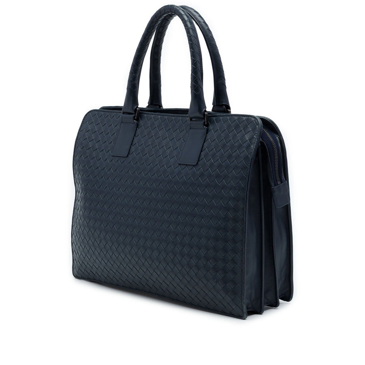 Bottega Veneta Nappa Intrecciato Business Bag — Blue