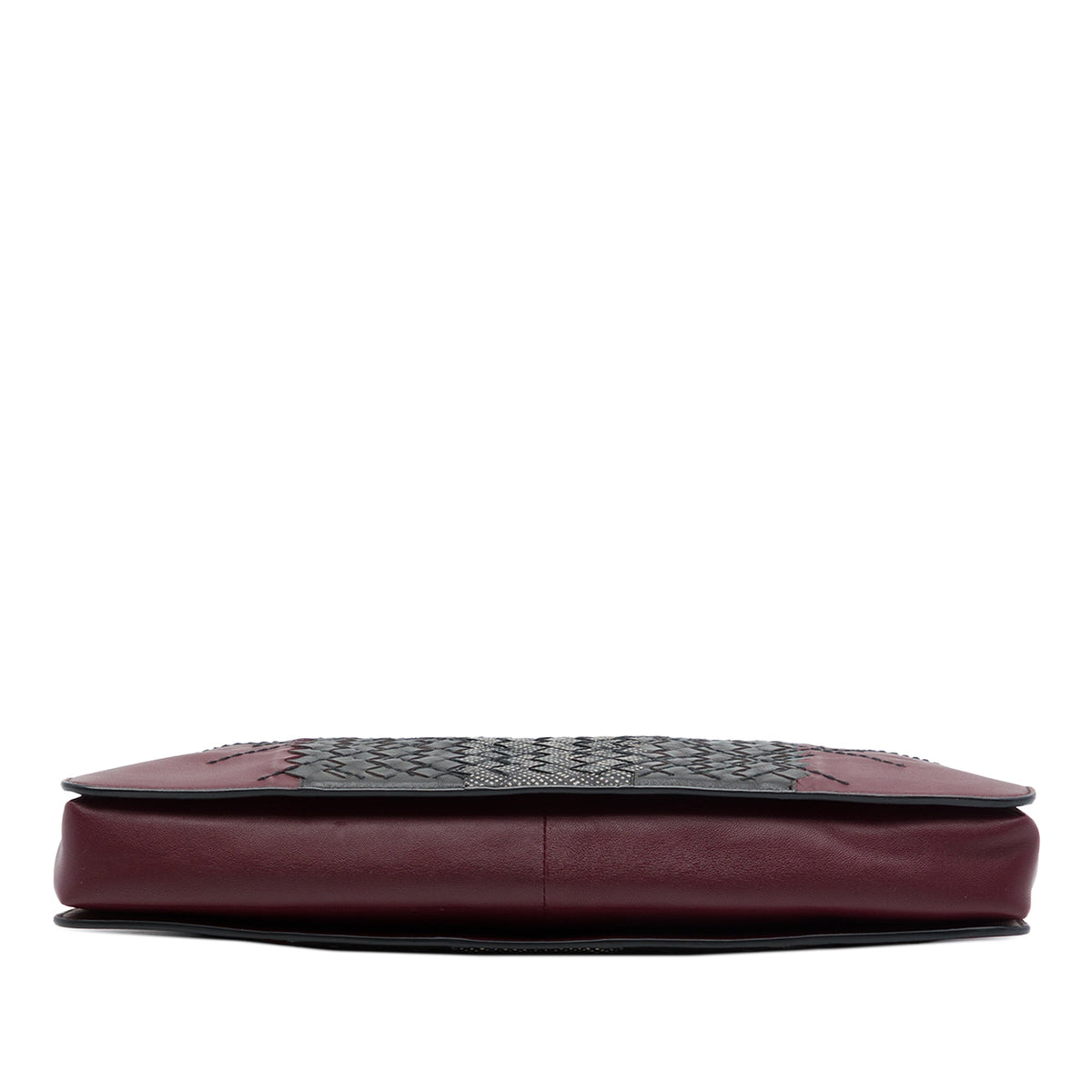 Bottega Veneta Tricolor Intrecciato Trimmed Stitched Nappa Clutch — Red