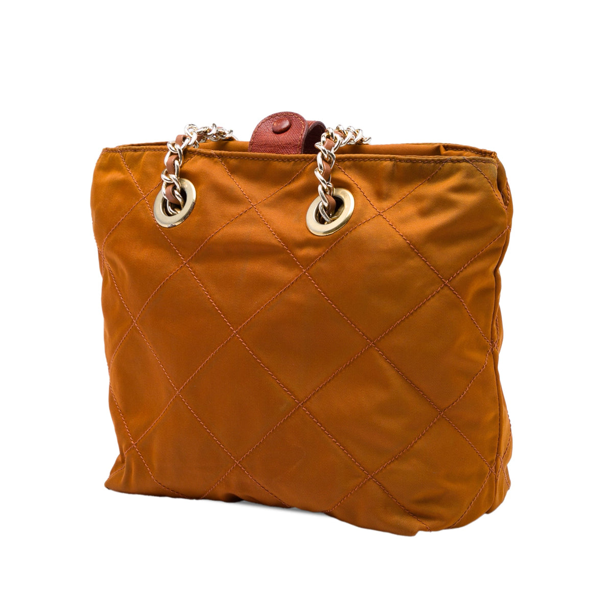 Prada Impuntu Tessuto Chain Tote — Brown