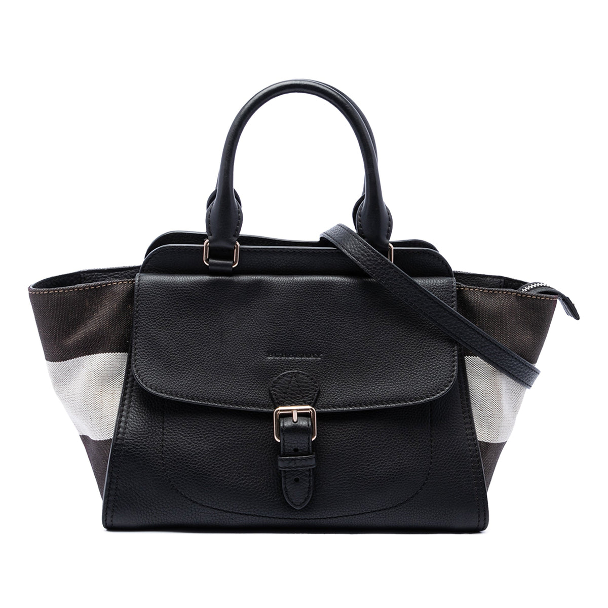 Burberry Leather and Mega Check Canvas Harcourt Satchel