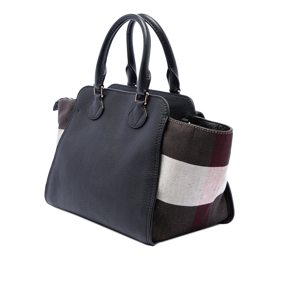 Burberry Leather and Mega Check Canvas Harcourt Satchel