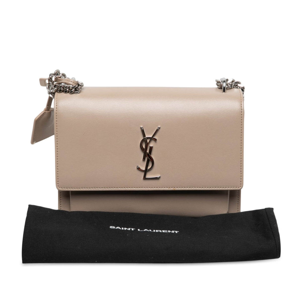 Saint Laurent Medium Calfskin Monogram Sunset Crossbody — Brown