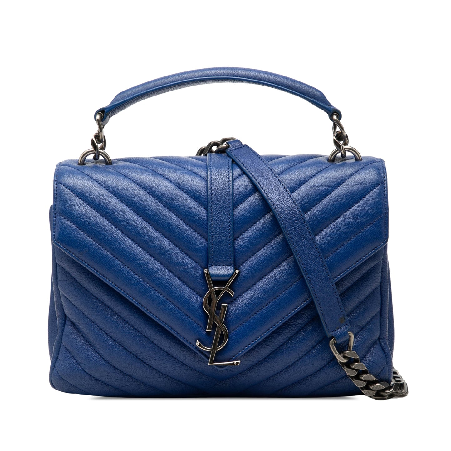 Saint Laurent Medium Quilted Chevron Sheepskin College Satchel