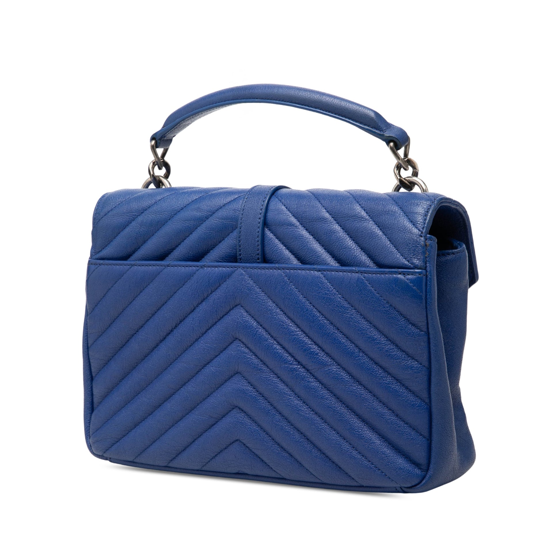 Saint Laurent Medium Quilted Chevron Sheepskin College Satchel
