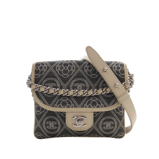 Chanel Camellia Printed Canvas Double Side Flap