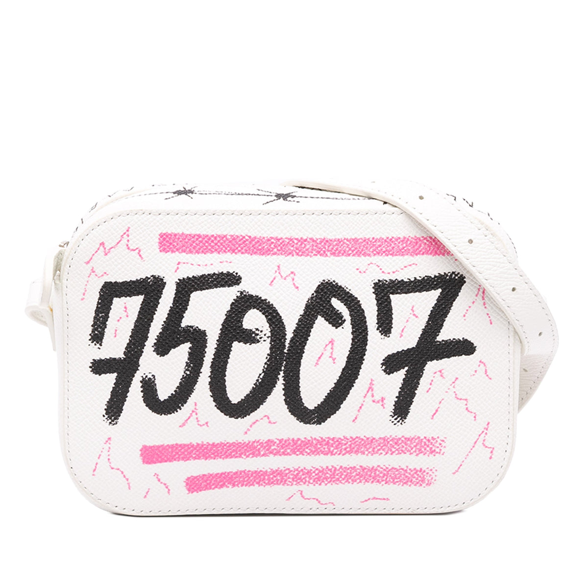 Balenciaga Grained Calfskin Graffiti Everyday Camera Bag XS — White