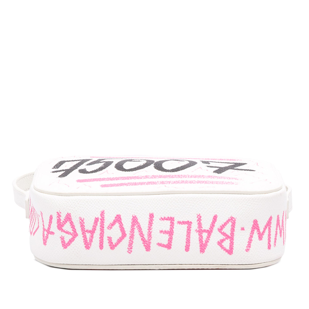 Balenciaga Grained Calfskin Graffiti Everyday Camera Bag XS — White