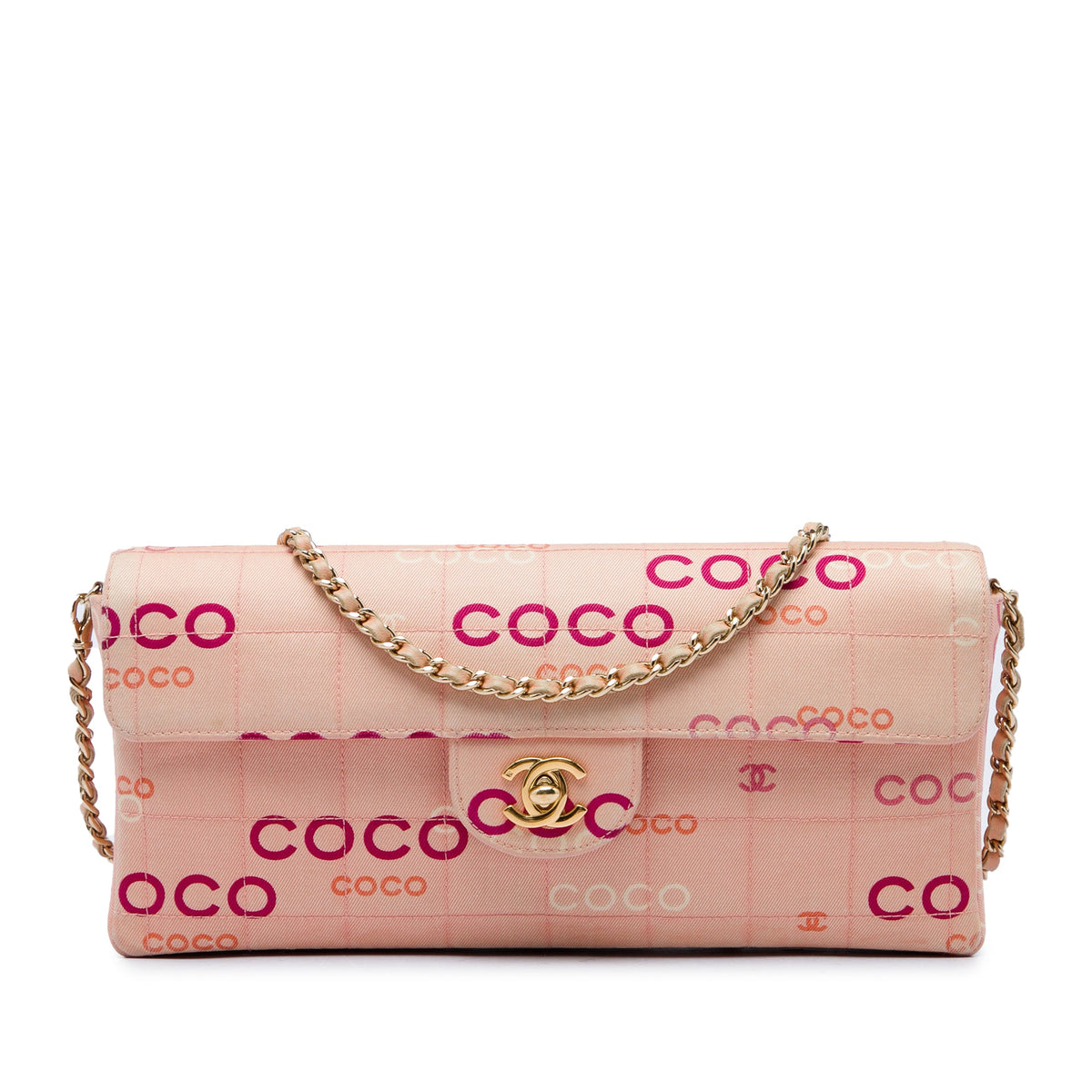 Chanel CC Chocolate Bar Canvas Logo East West Flap