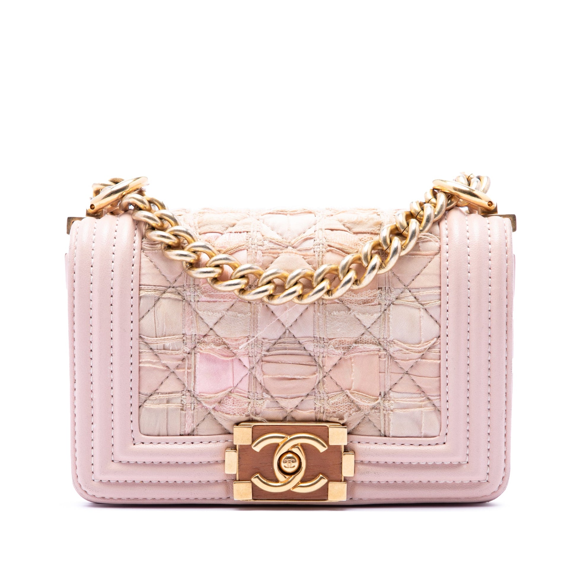 Chanel Mini Quilted Tweed and Lambskin Boy Flap