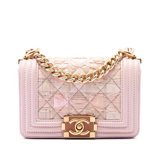 Chanel Mini Quilted Tweed and Lambskin Boy Flap