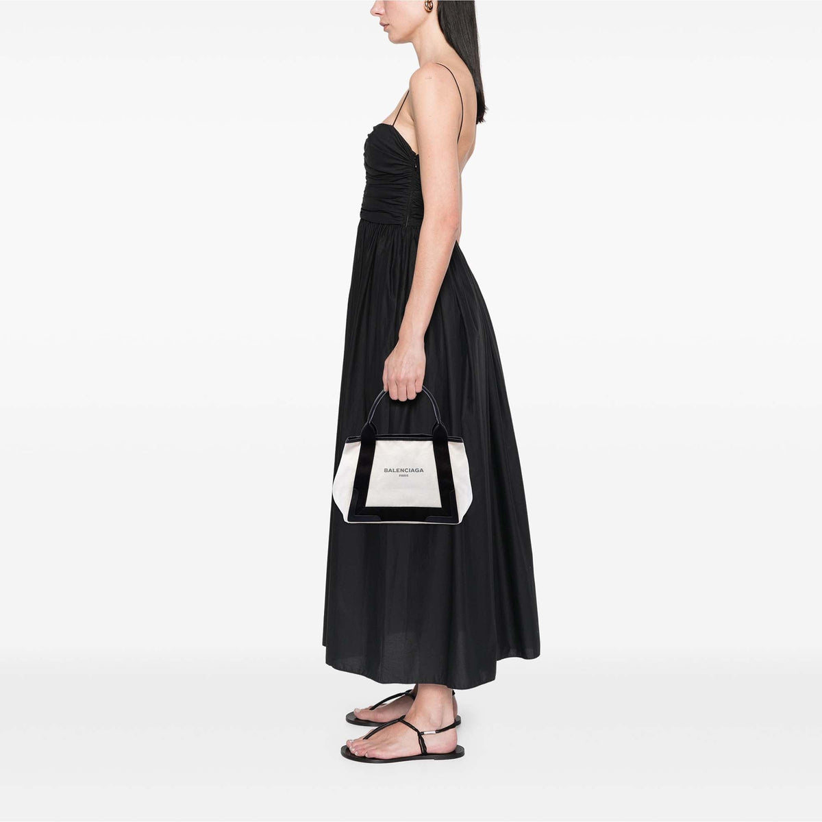 Balenciaga Canvas Navy Cabas Tote S