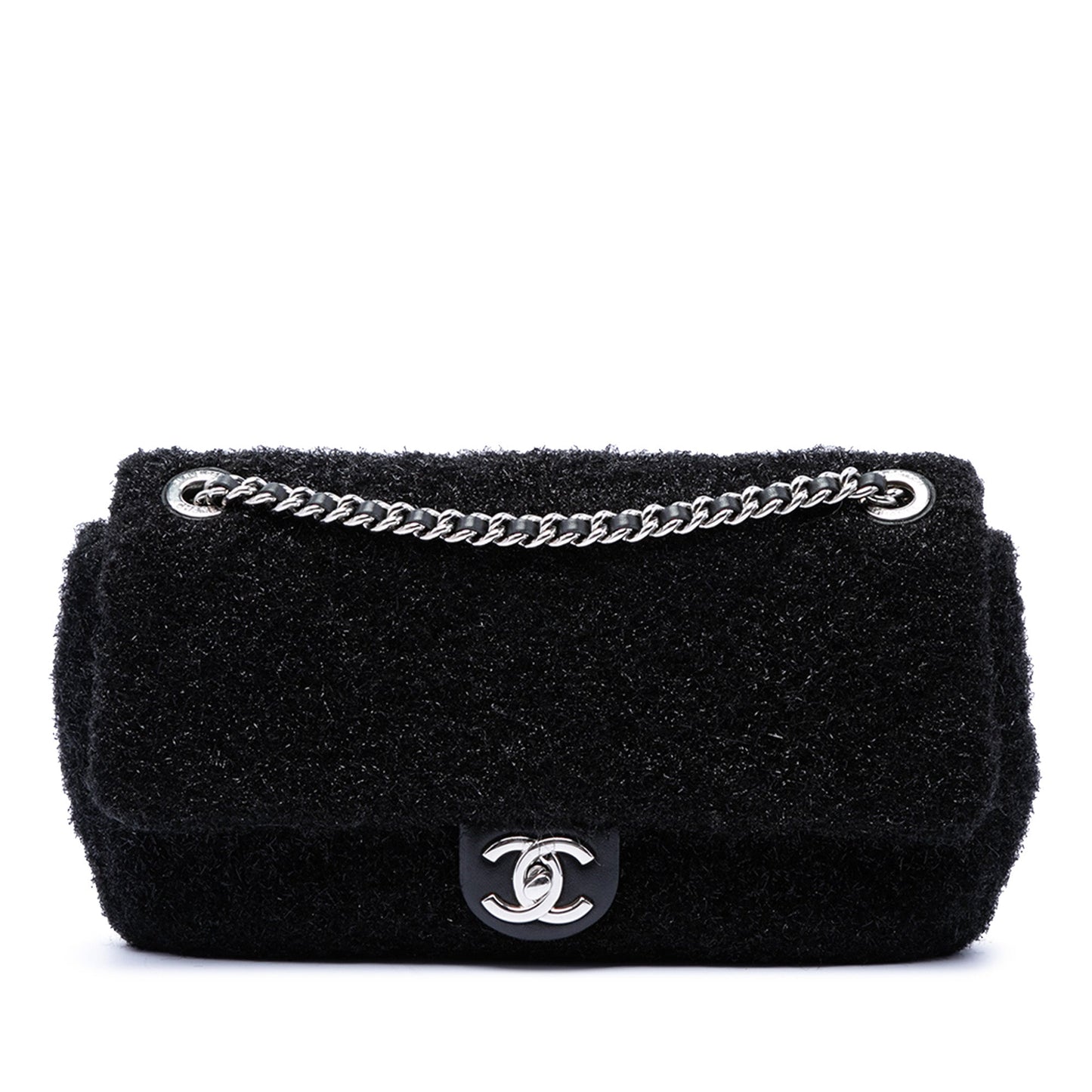 Chanel Medium Quilted Metallic Knit Pluto Glitter Flap
