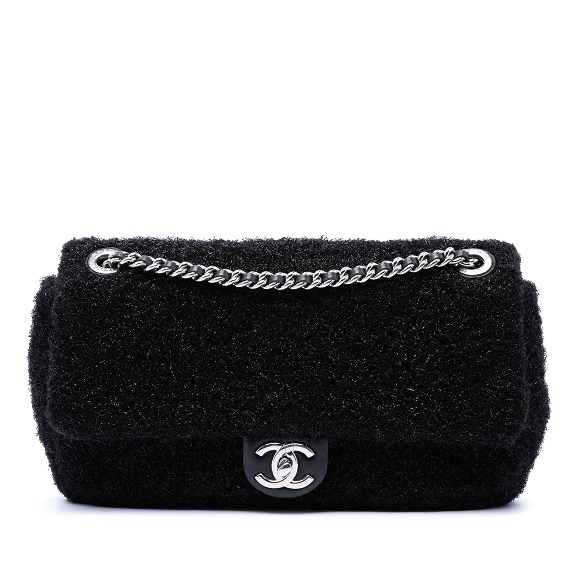 Chanel Medium Quilted Metallic Knit Pluto Glitter Flap