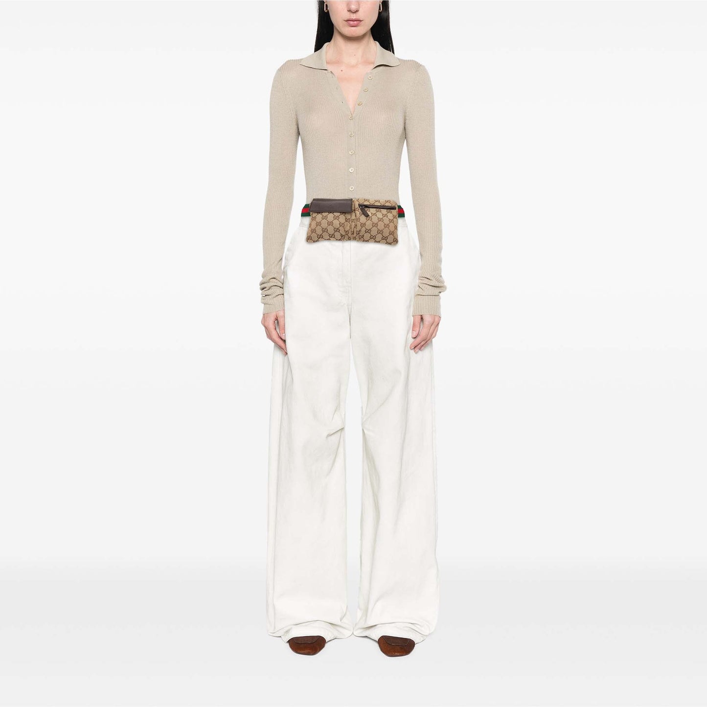Gucci GG Canvas Web Double Pocket Belt Bag