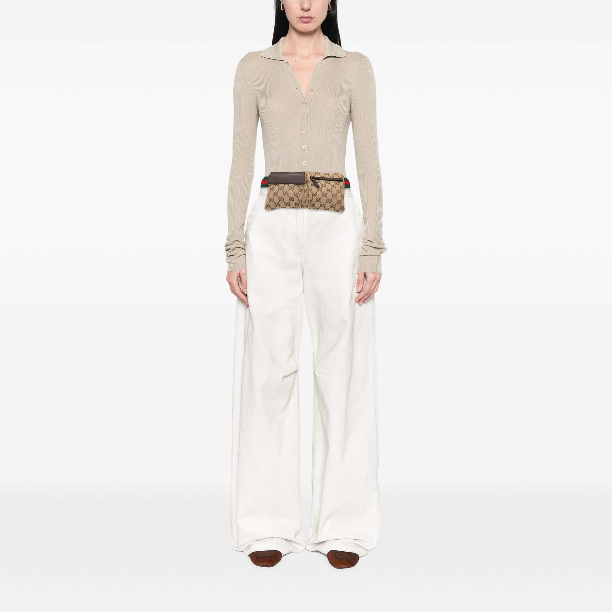 Gucci GG Canvas Web Double Pocket Belt Bag