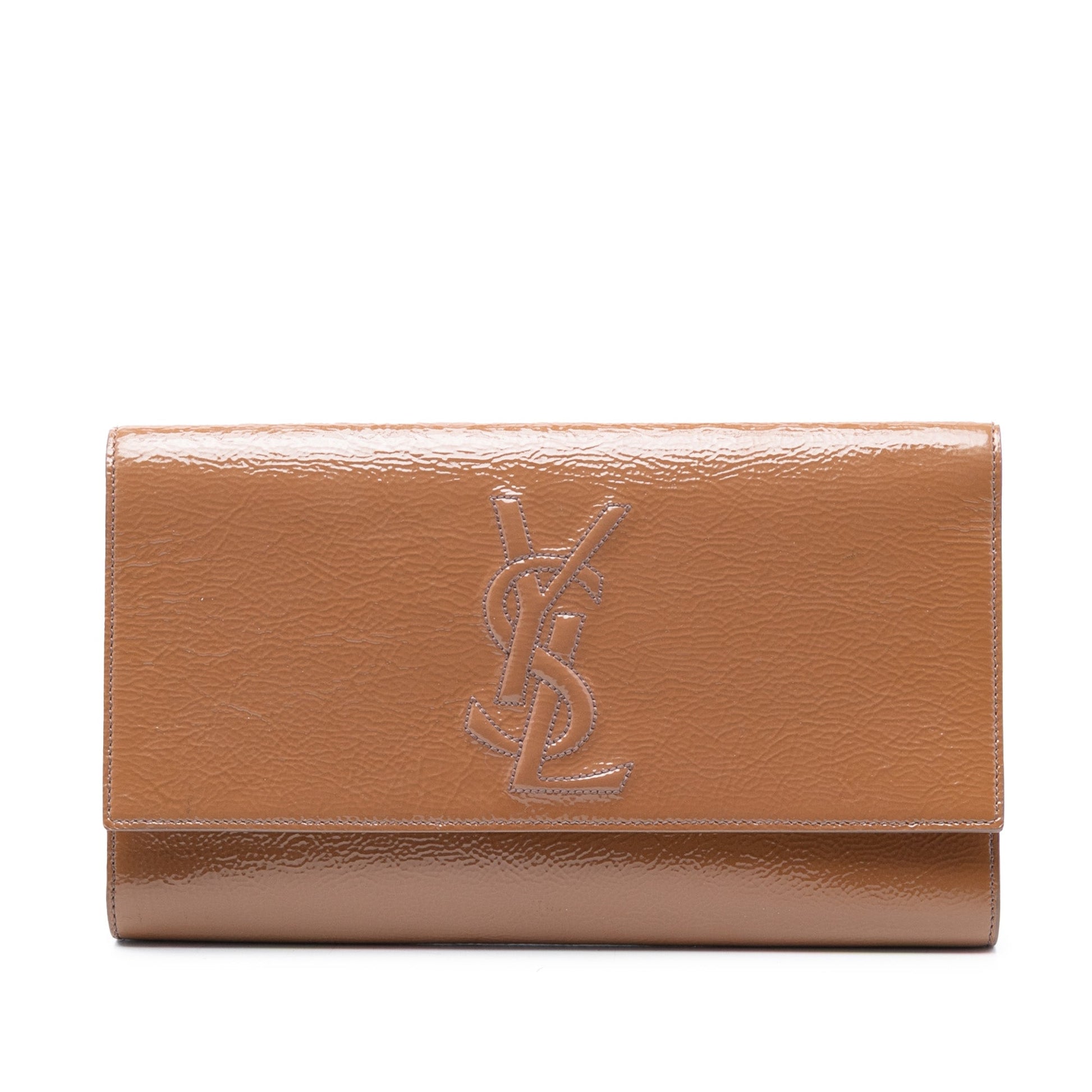 Large Textured Patent Monogram Belle De Jour Clutch