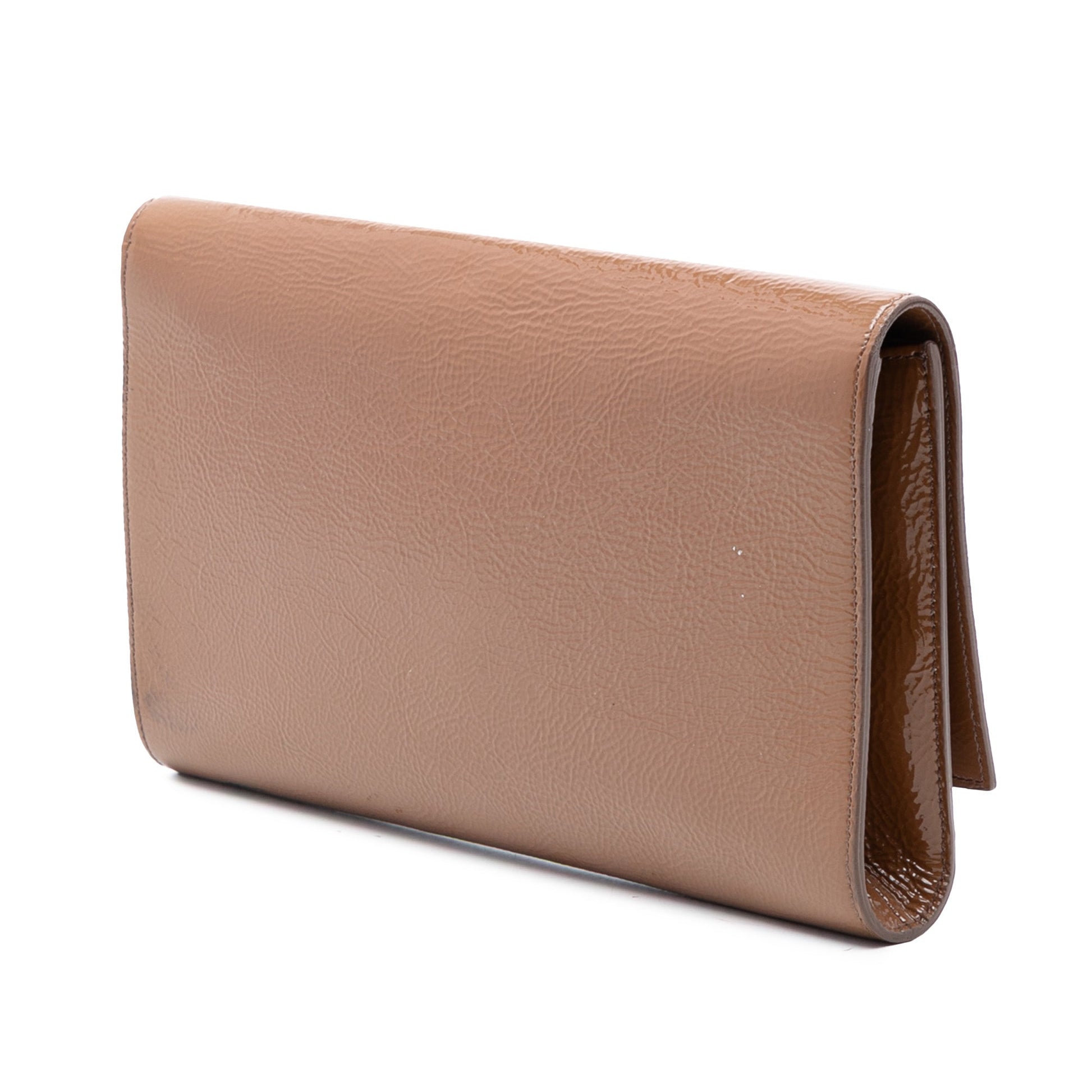 Large Textured Patent Monogram Belle De Jour Clutch