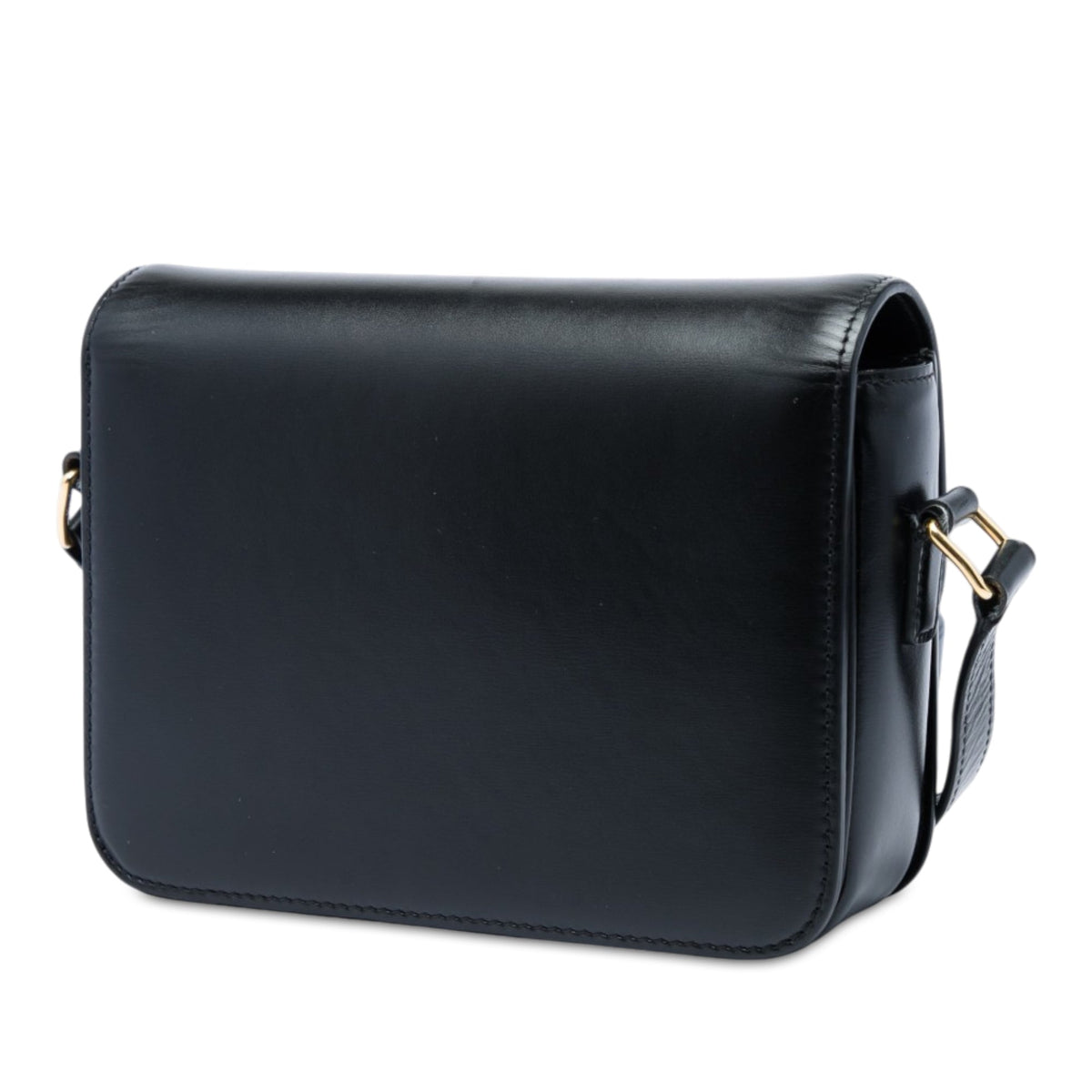 Celine Teen Shiny Calfskin Triomphe Crossbody — Black