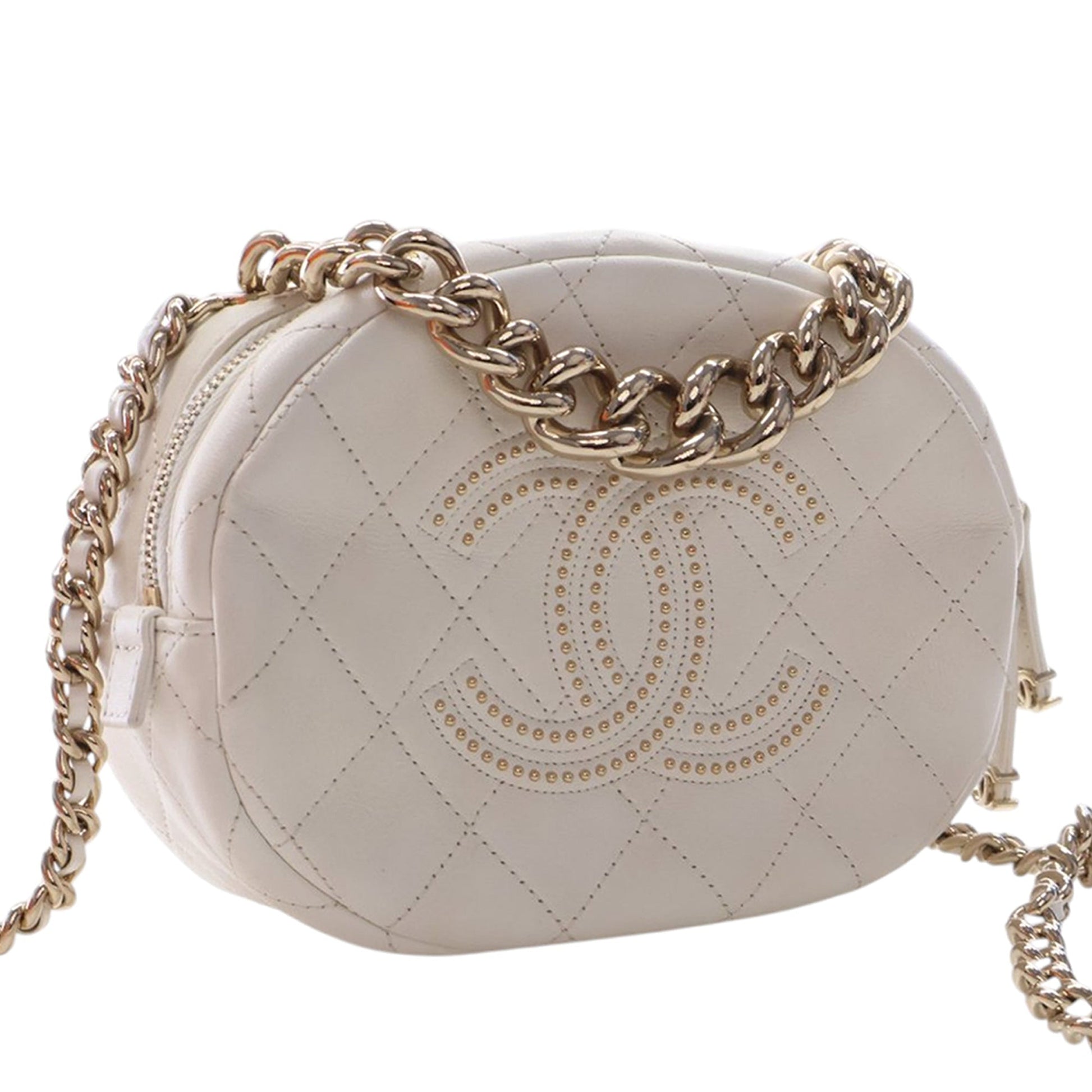 Chanel CC Quilted Studded Lambskin Round Camera Bag