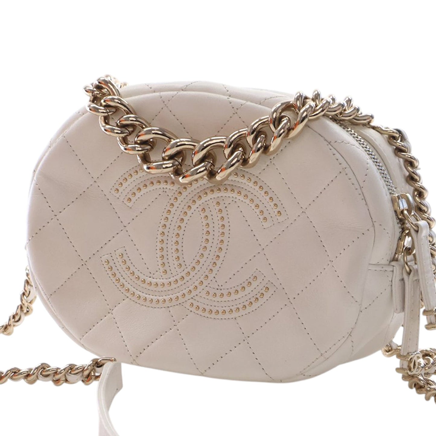 Chanel CC Quilted Studded Lambskin Round Camera Bag