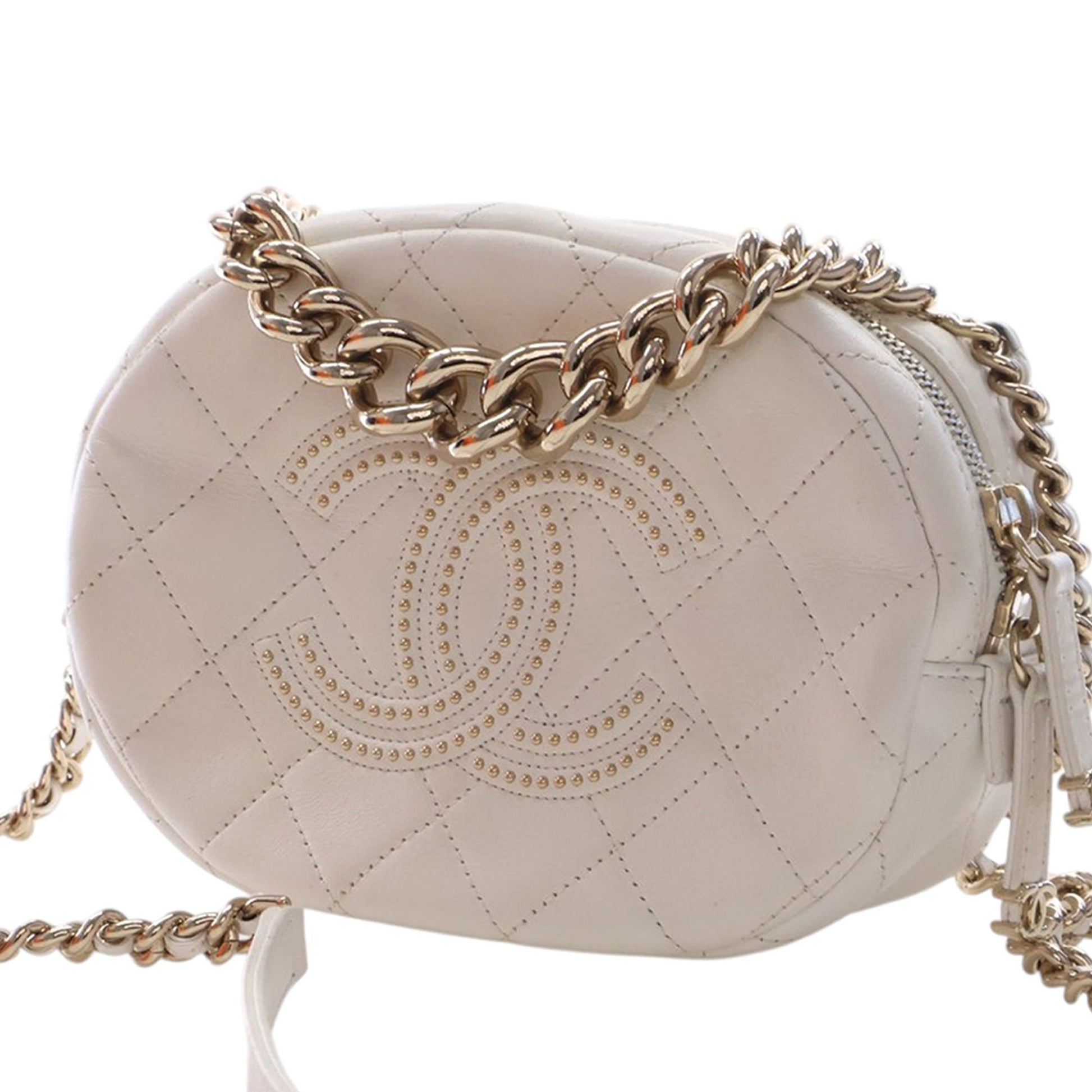 Chanel CC Quilted Studded Lambskin Round Camera Bag