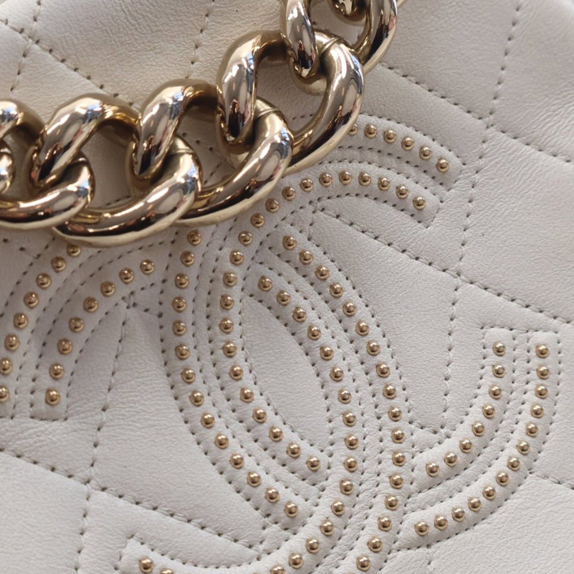 Chanel CC Quilted Studded Lambskin Round Camera Bag