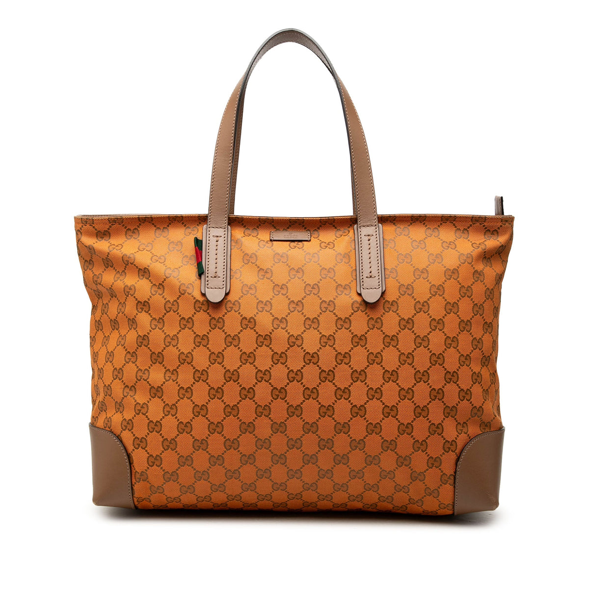 Gucci GG Canvas Web Tote — Orange