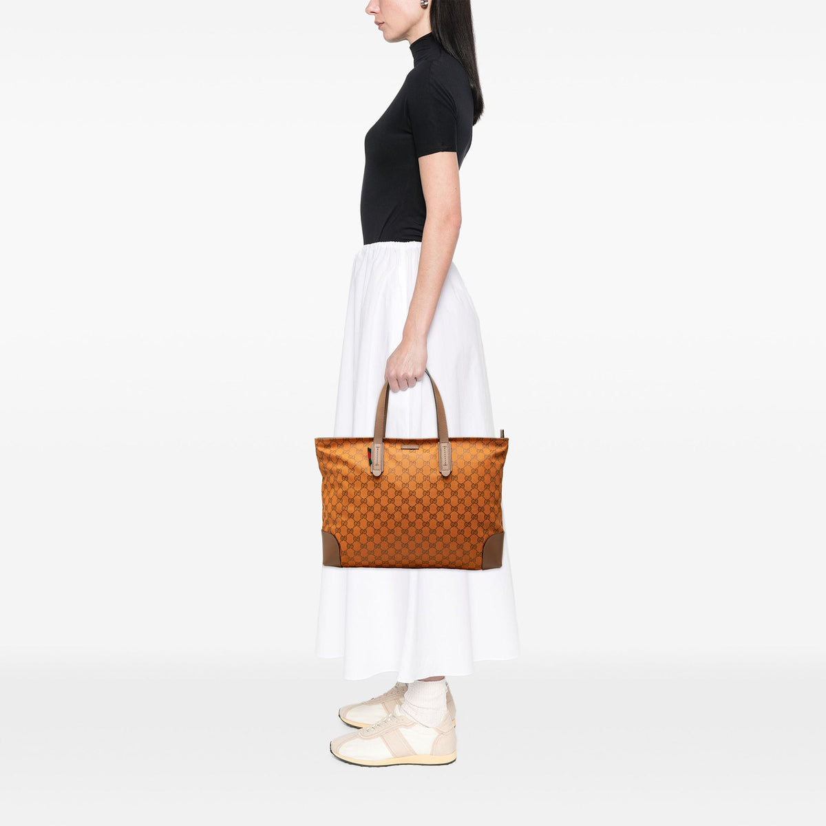 Gucci GG Canvas Web Tote — Orange