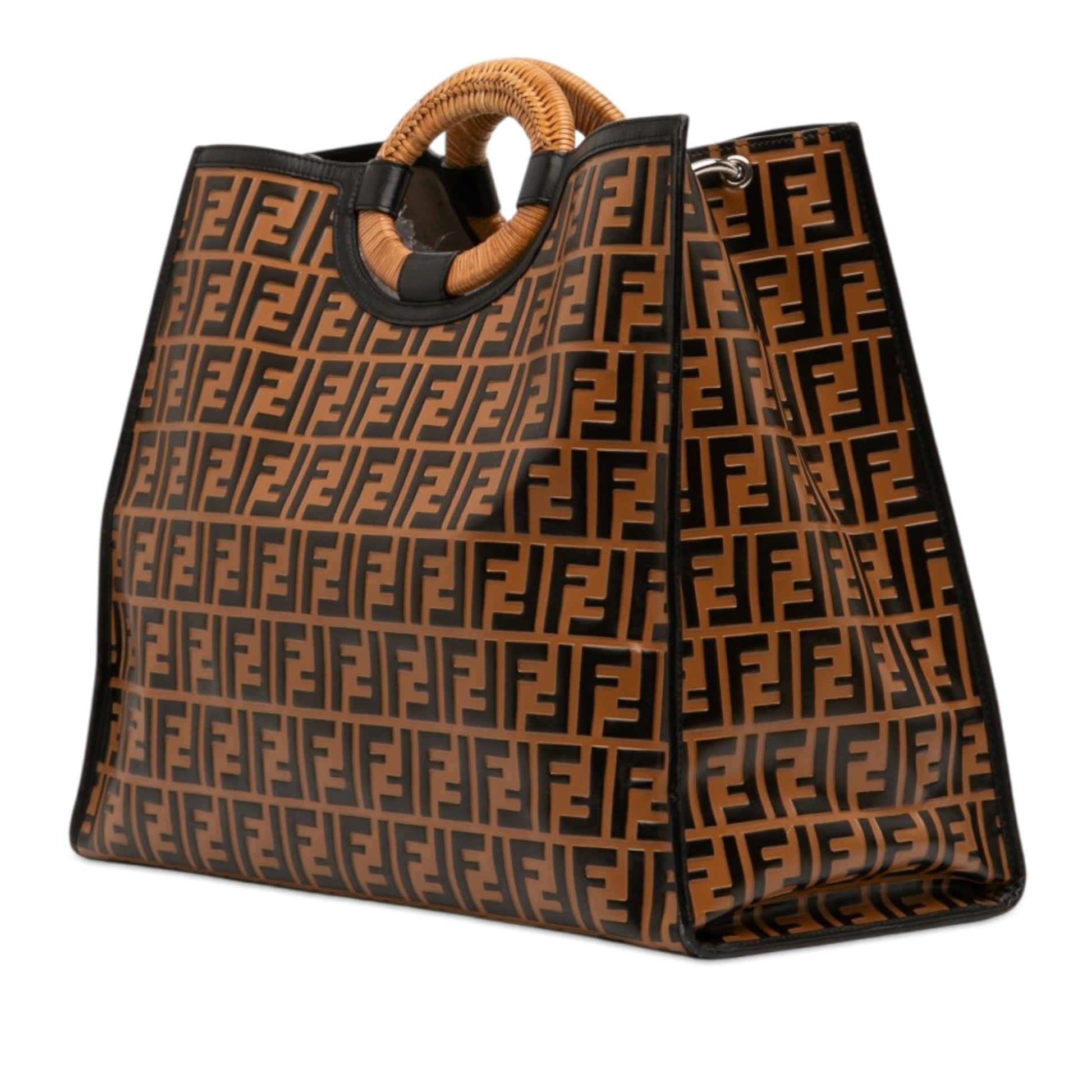 Fendi Large Zucca Embossed Leather Runaway Shopper Satchel