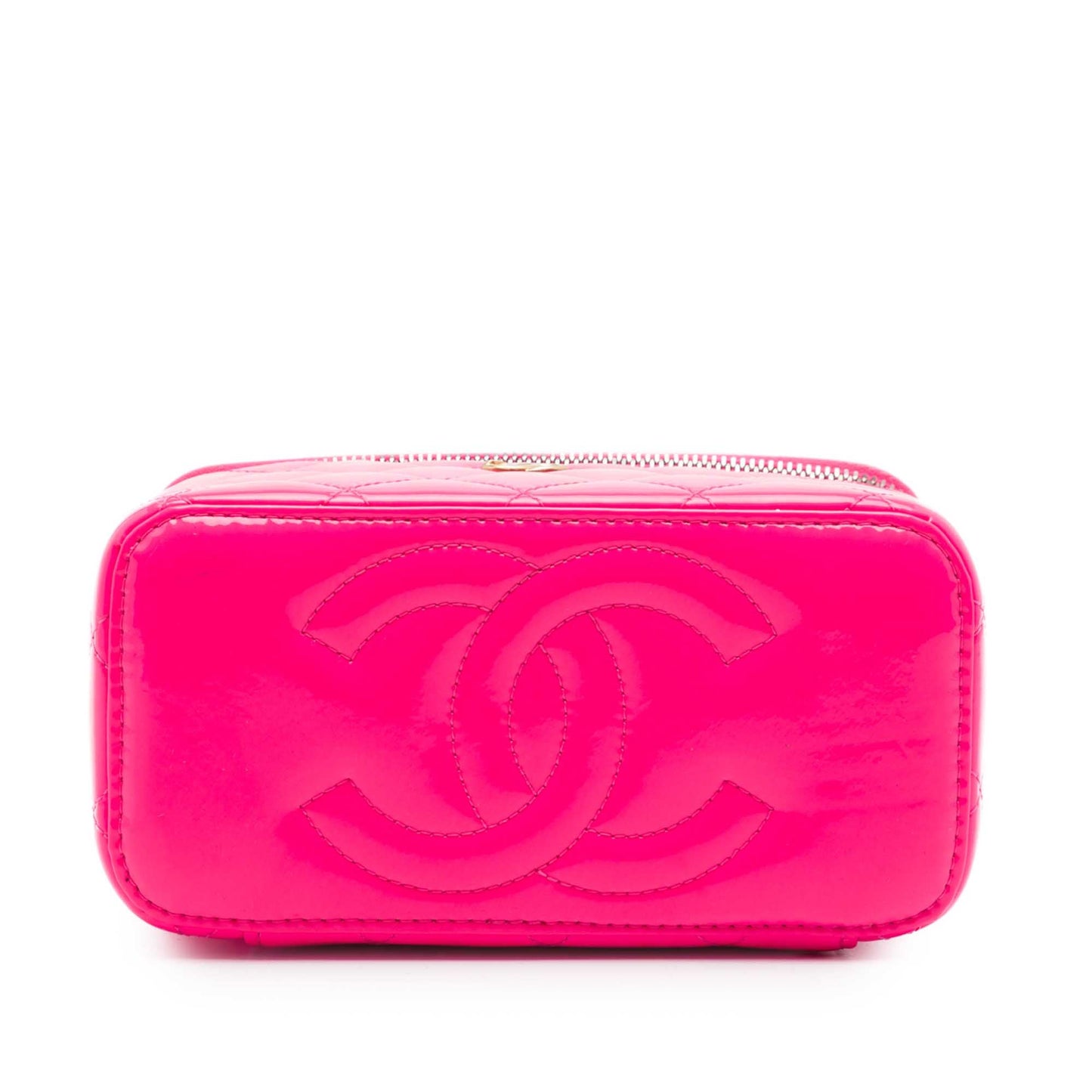 Chanel Small Quilted Patent Pearl Crush Vanity Case with Chain