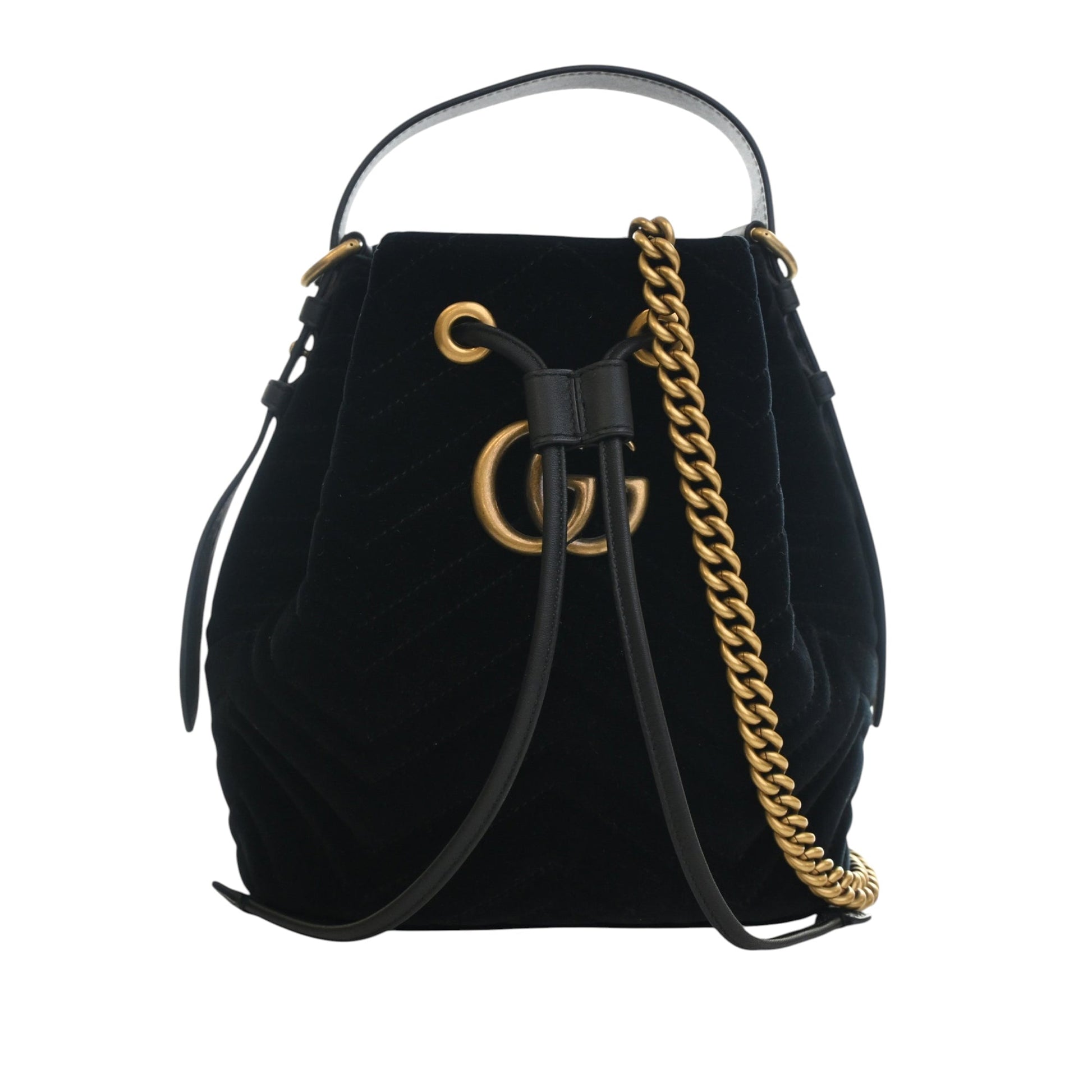 Gucci GG Marmont 2.0 Matelasse Velvet Bucket Bag