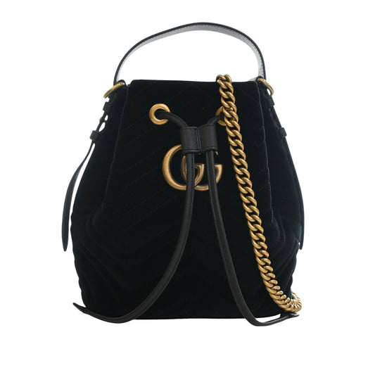 Gucci GG Marmont 2.0 Matelasse Velvet Bucket Bag