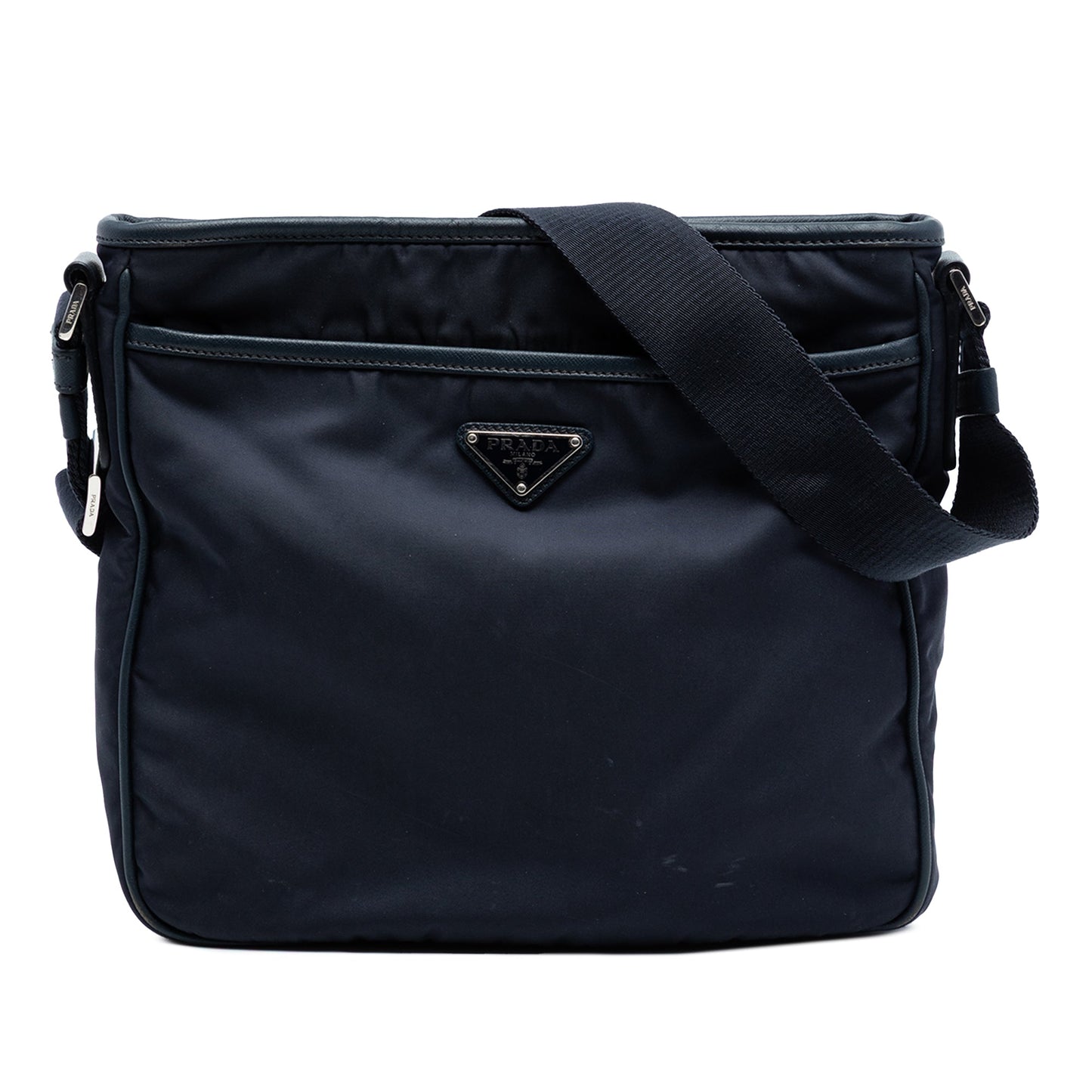 Prada Saffiano Trimmed Tessuto Zip Top Crossbody