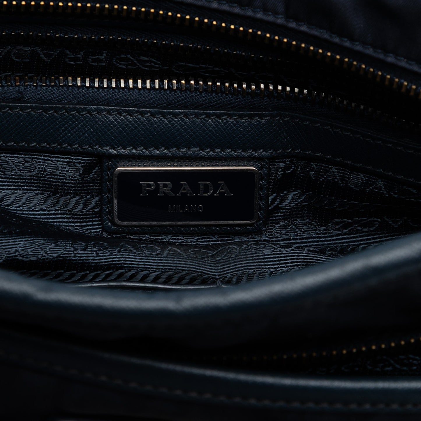 Prada Saffiano Trimmed Tessuto Zip Top Crossbody