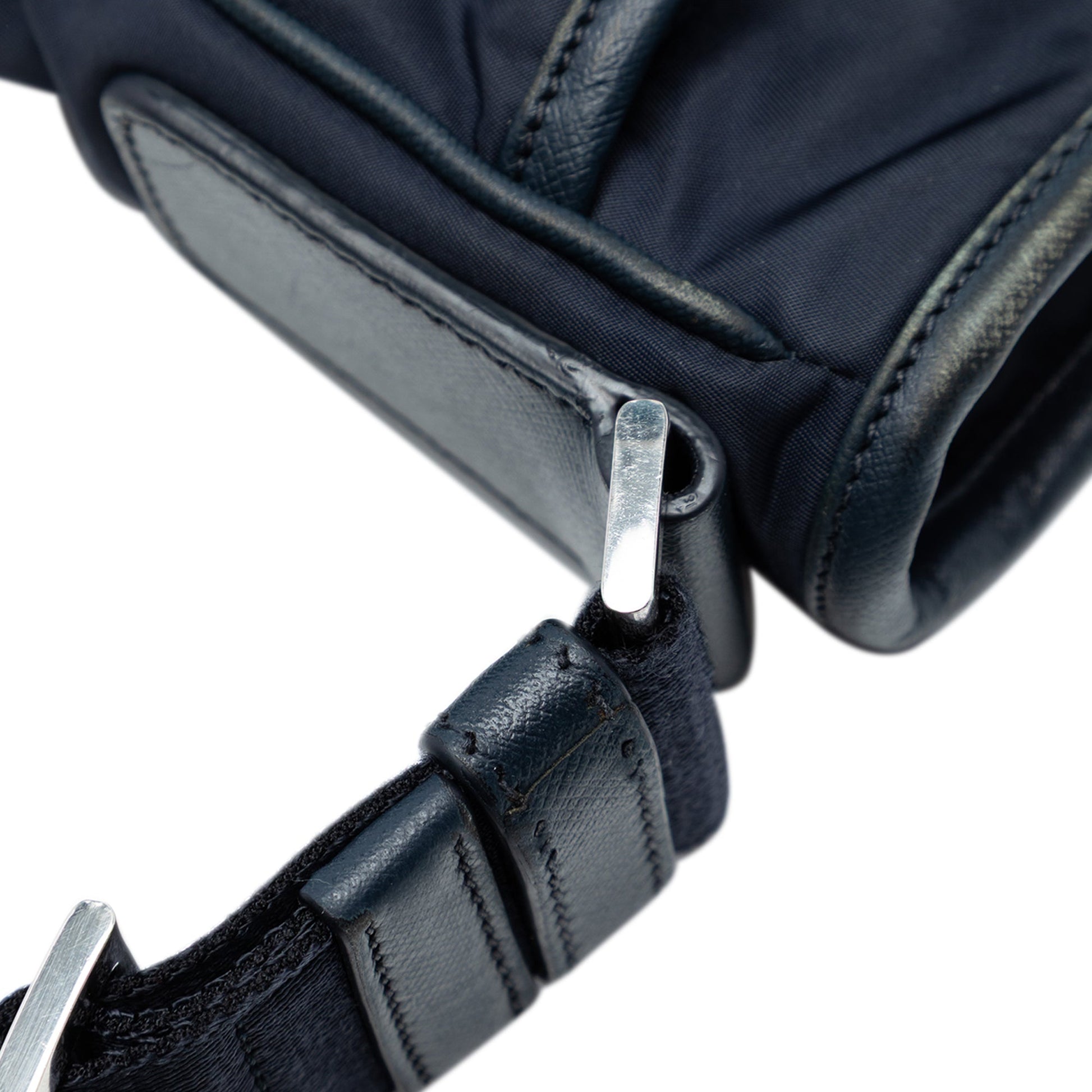 Prada Saffiano Trimmed Tessuto Zip Top Crossbody