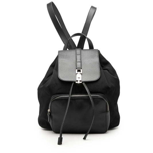 Gucci Canvas and Calfskin Jackie Drawstring Backpack
