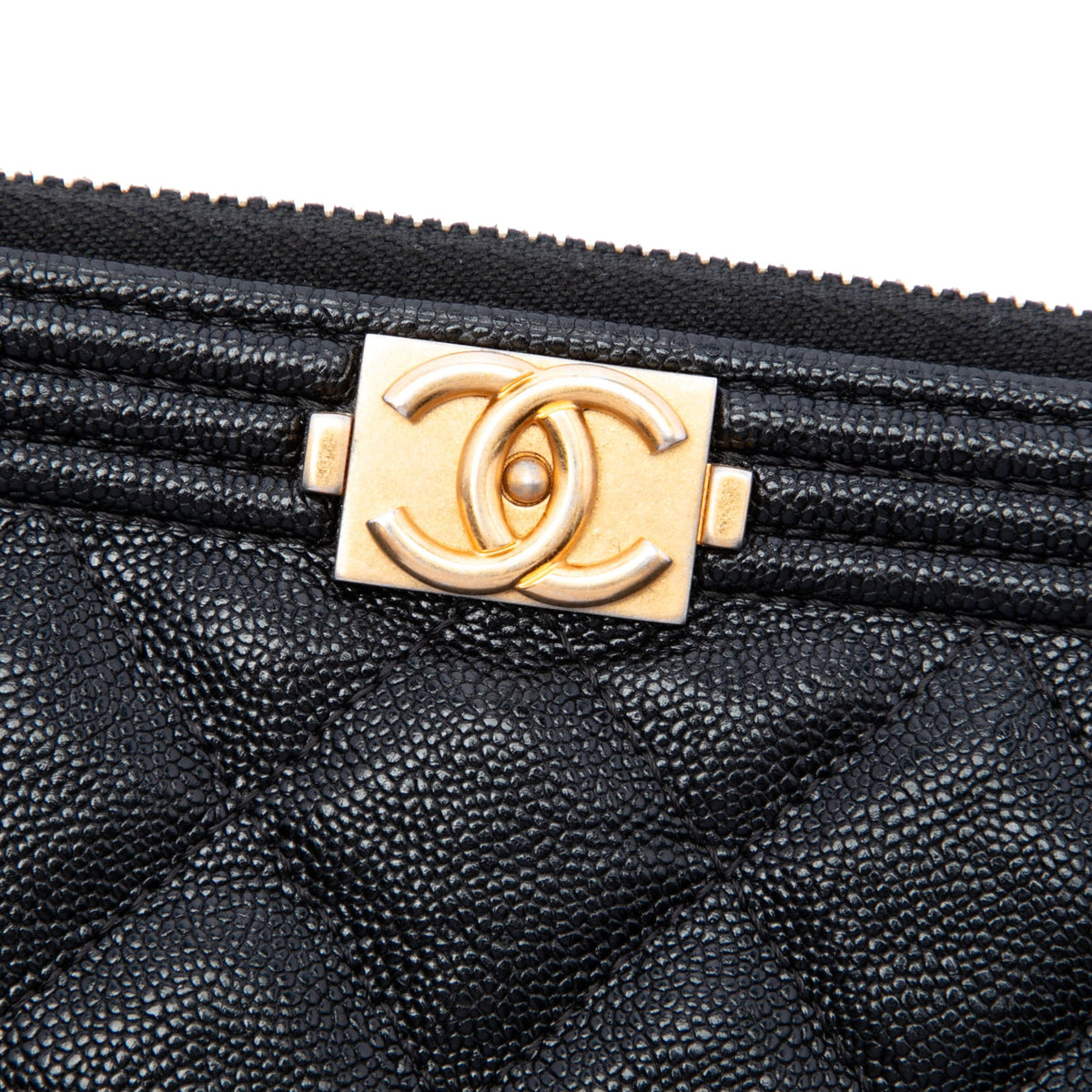 Chanel Medium Quilted Caviar Boy O Case Clutch — Black