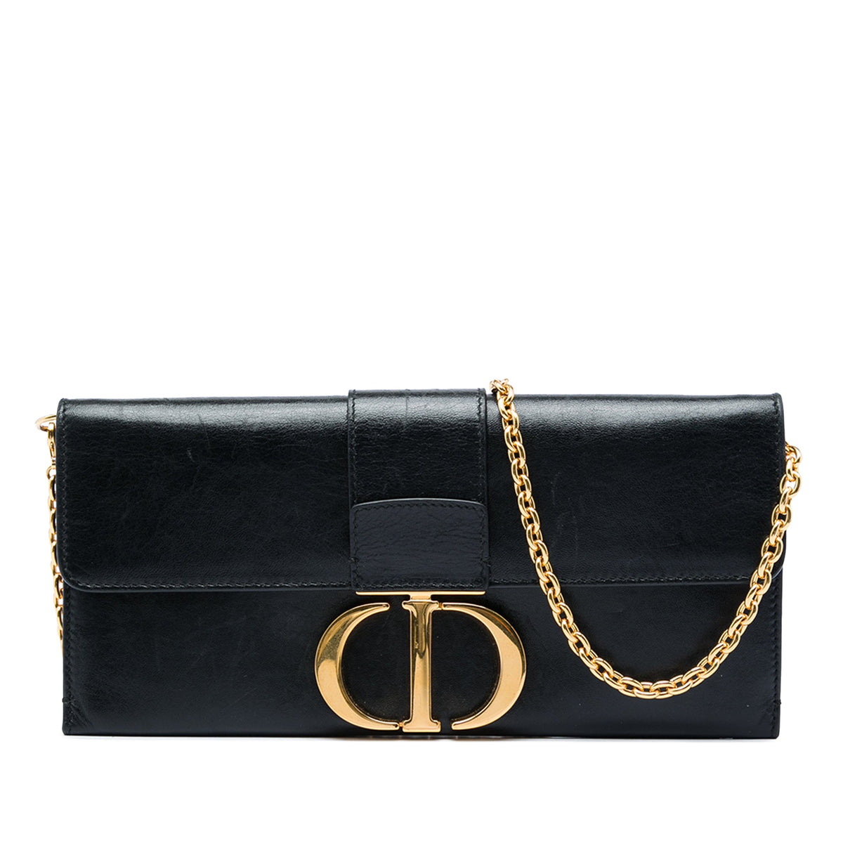 Dior Leather Montaigne 30 Clutch with Chain — Black