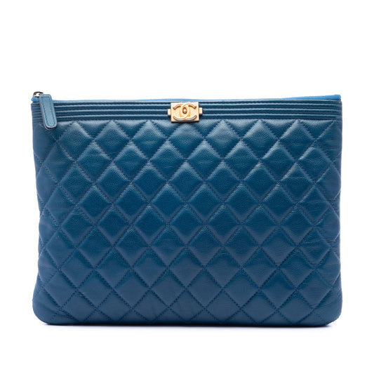 Chanel Medium Quilted Caviar Boy O Case Clutch