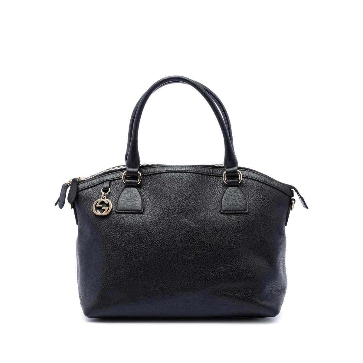 Gucci Medium Calfskin GG Charm Dome Satchel — Black