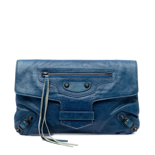 Balenciaga Lambskin Motocross Classic Envelope Clutch