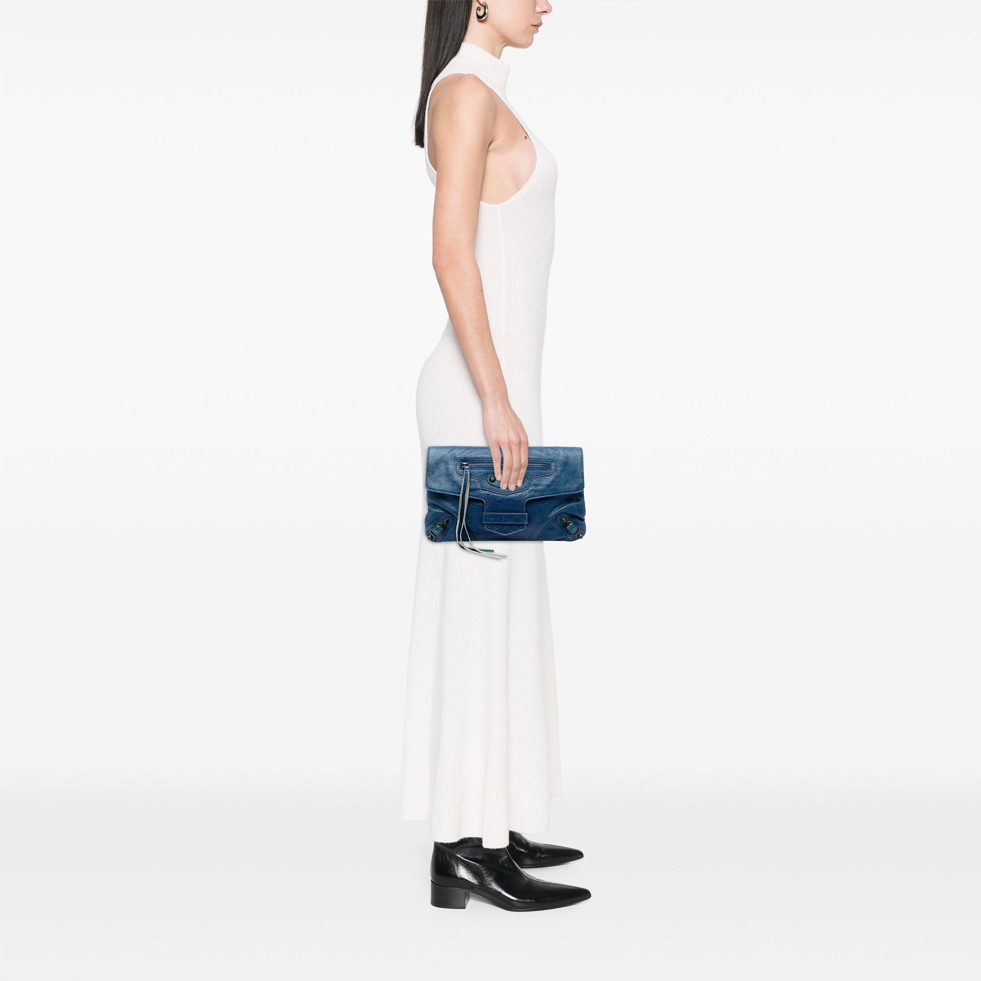 Balenciaga Lambskin Motocross Classic Envelope Clutch