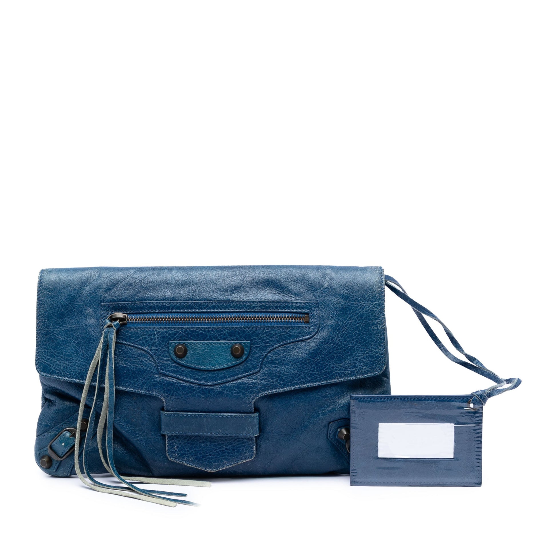 Balenciaga Lambskin Motocross Classic Envelope Clutch